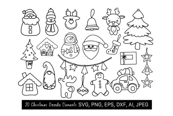 20 Doodle Clipart Christmas Elements: A Graphics Review