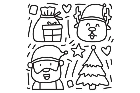 Coloring Christmas Doodle Cartoon: A Versatile Graphics Asset