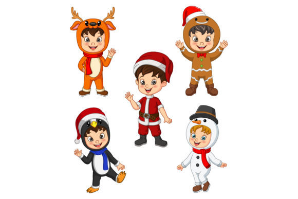Cute Kid in Christmas Costume Collection: A Graphics and Illustrations Review