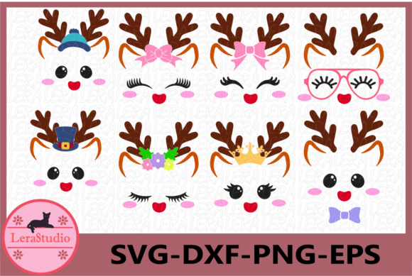 Deer Face, Deer Antlers, Christmas: Festive Graphics for Local Brands
