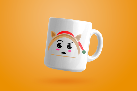 Kawaii Christmas Cat Illustration for Handmade Graphics