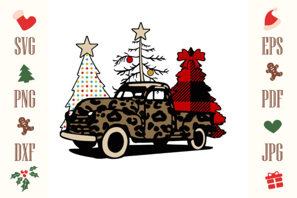 Leopard Christmas Car: A Festive Graphics and Illustrations Asset